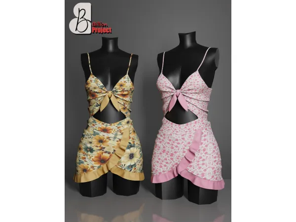 Alpha BillionProject Kaela Short Dress - The Sims 4 Custom Content