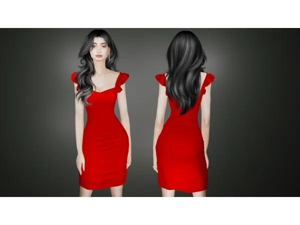 Alpha Bodycon ruffle mini - The Sims 4 Custom Content