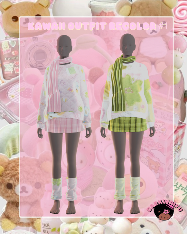 Maxis Match Kawaii Outfit Recolor Pack 1 by simsfinds - The Sims 4 Custom Content