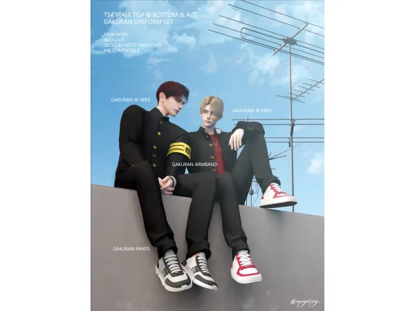 Alpha Gakuran Uniform Set by saengchung - The Sims 4 Custom Content