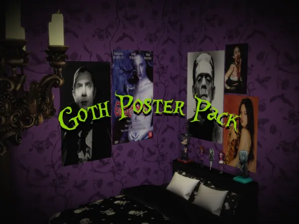 Alpha Goth Poster Pack by justagirlonline19 - The Sims 4 Custom Content