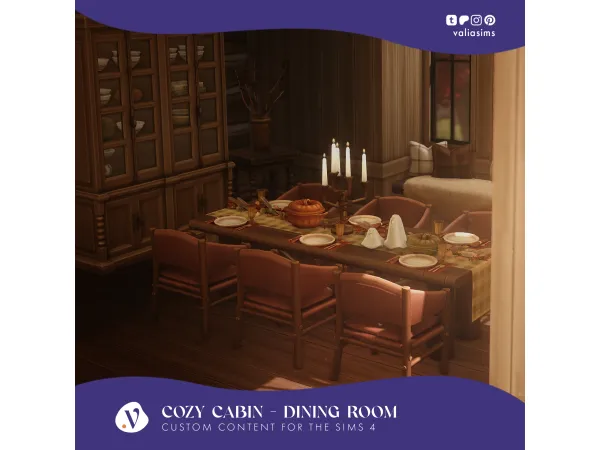 Maxis Match Cozy Cabin Collection Dining Room by valiasims - The Sims 4 Custom Content