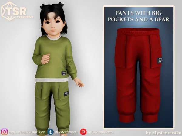 Mix Pants with big pockets and a bear by MysteriousOo - The Sims 4 Custom Content