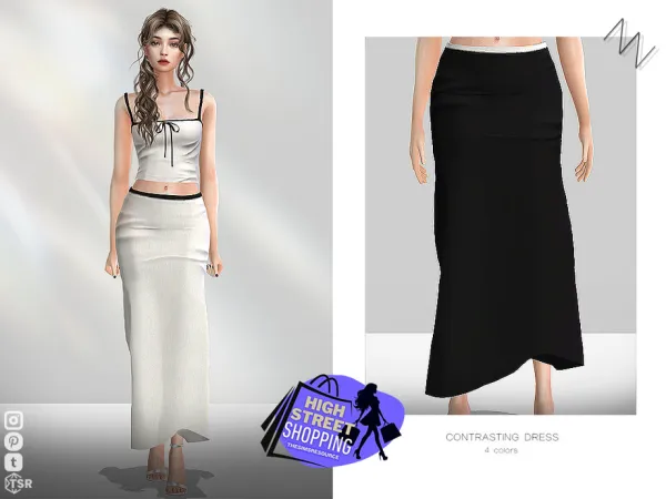 Mix CONTRASTING DRESS by ZNsims - The Sims 4 Custom Content