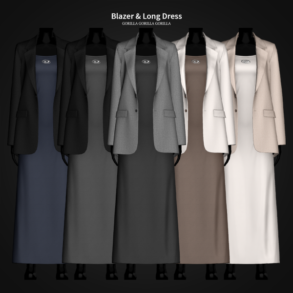 Alpha Blazer Long Dress by simsfinds - The Sims 4 Custom Content