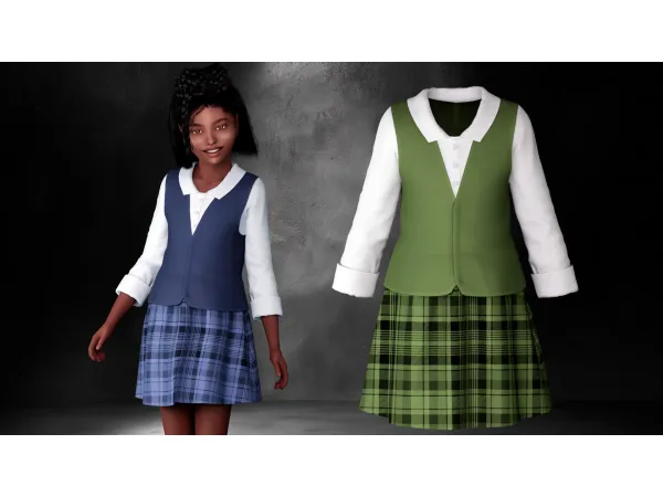 Maggie - Plaid Skirt and Vest Set by Garfiel