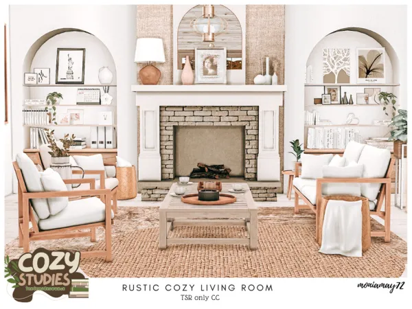 Alpha Rustic Cozy Living Room TSR only by Moniamay72 - The Sims 4 Custom Content