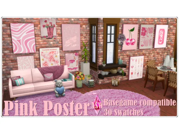 Mix Pink Poster by annettssims4weltblogspot - The Sims 4 Custom Content