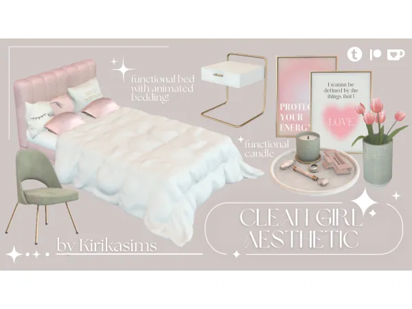 Mix Clean Girl Aesthetic Set by kirikasims - The Sims 4 Custom Content