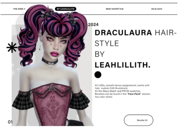 Maxis Match Draculaura Hairstyle by Leahlillith - The Sims 4 Custom Content