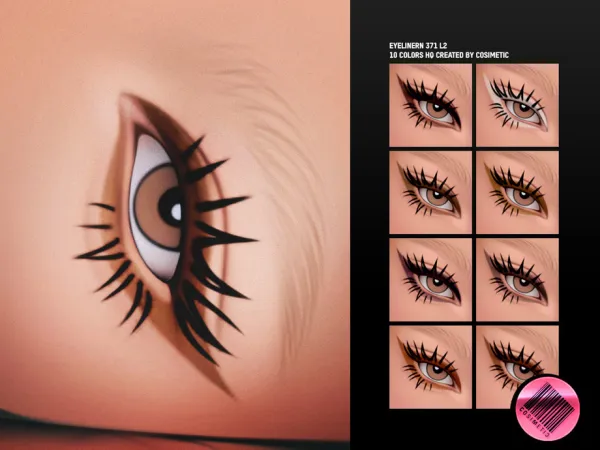 Maxis Match Gothic Eyeliner N371 L2 with 2D Eyelashes by cosimetic - The Sims 4 Custom Content