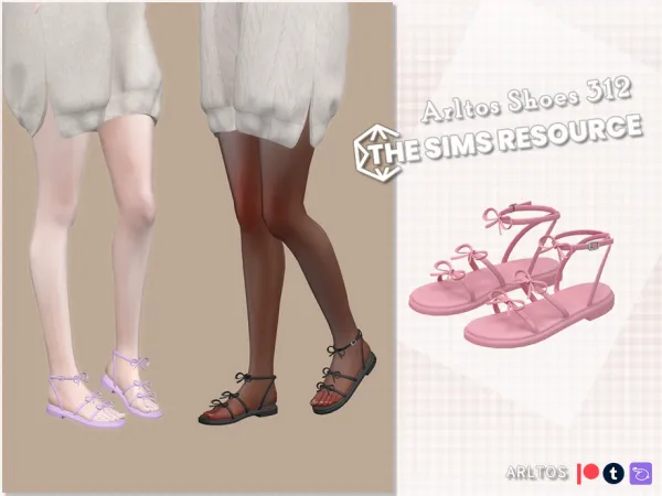 Maxis Match Sandals with bows Female by Arltos - The Sims 4 Custom Content