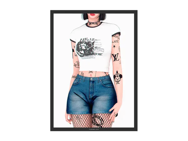 Alpha Touch Tee Denim Shorts - The Sims 4 Custom Content
