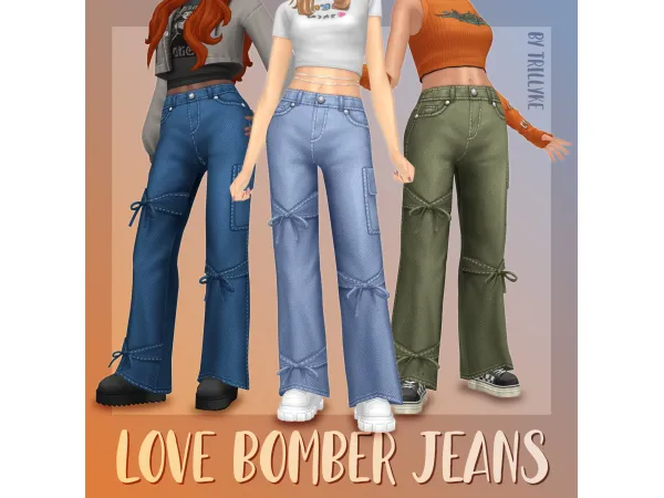 Maxis Match Love Bomber Jeans by trillyke - The Sims 4 Custom Content