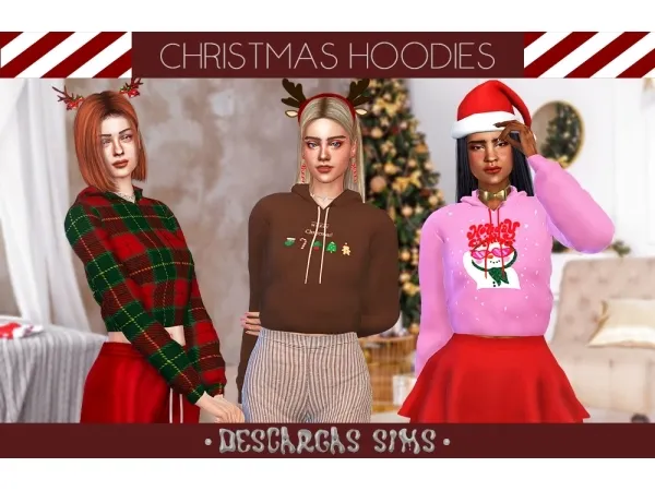 Alpha Christmas Hoodies - The Sims 4 Custom Content