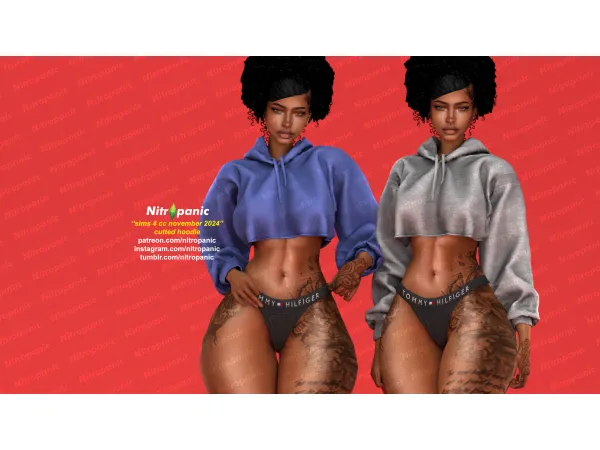 Alpha Nitropanic_Cutted Hoodie - The Sims 4 Custom Content
