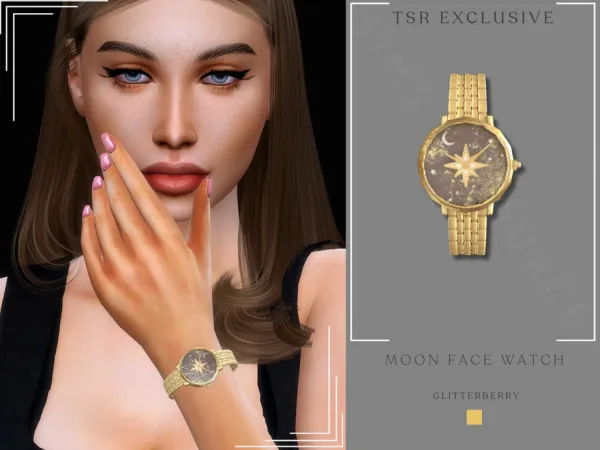 Alpha Moon Face Watch by Glitterberryfly - The Sims 4 Custom Content
