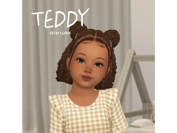 Maxis Match Teddy Puffs Hair by LIJOUE - The Sims 4 Custom Content