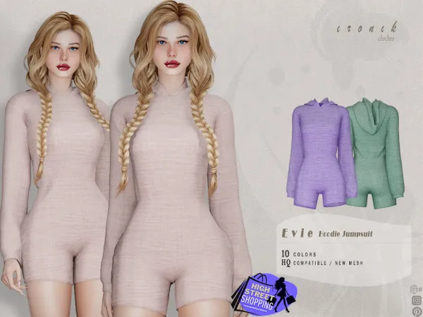 Mix Evie Hoodie Jumpsuit by _ironik_ - The Sims 4 Custom Content