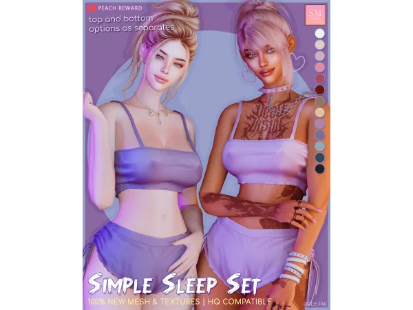 Mix Simple Sleep Set by smsims - The Sims 4 Custom Content
