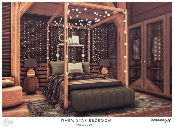 Alpha Warm Star Bedroom - The Sims 4 Custom Content