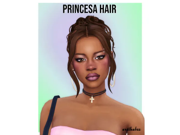 Maxis Match princesa hair by arethabee - The Sims 4 Custom Content