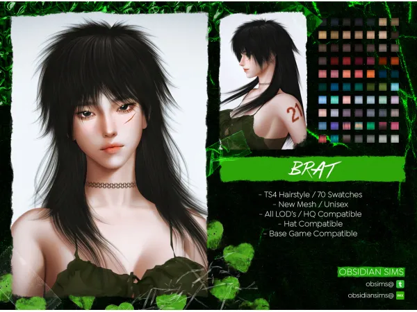 Alpha BRAT HAIRSTYLE by obsims - The Sims 4 Custom Content