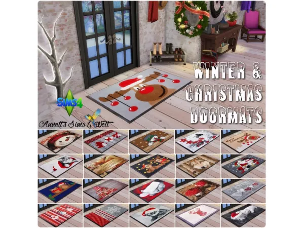 Mix Winter Christmas Doormats by annettssims4welt - The Sims 4 Custom Content