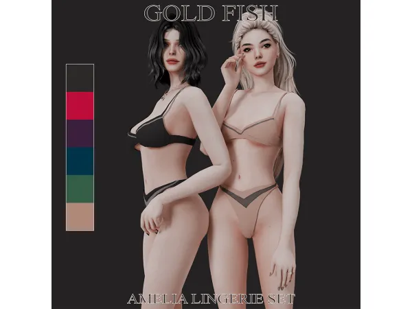 Maxis Match GoldFish Amelia lingerie set - The Sims 4 Custom Content