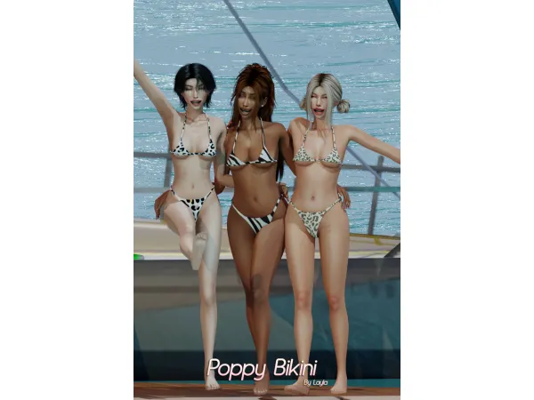 Alpha Poppy Bikini v1 Animal Print by qLayla - The Sims 4 Custom Content