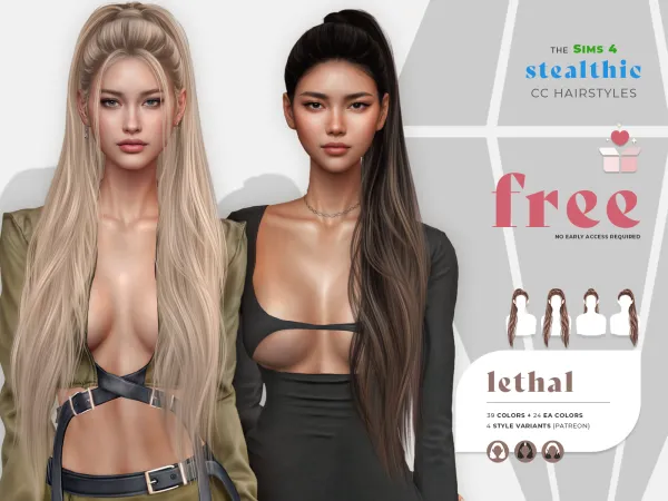 Alpha Lethal Hair by stealthic - The Sims 4 Custom Content
