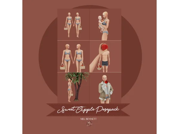 Mix Sweet Apple Acc and Posepack - The Sims 4 Custom Content