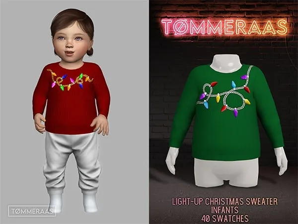 Maxis Match TØMMERAAS Light Up Christmas Sweater for Infants (76) - The Sims 4 Custom Content