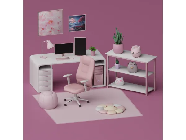 Mix Cheeky Pink Workstation Set by SnootySims - The Sims 4 Custom Content