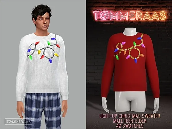 Mix TØMMERAAS Light Up Christmas Sweater for Men (72) - The Sims 4 Custom Content