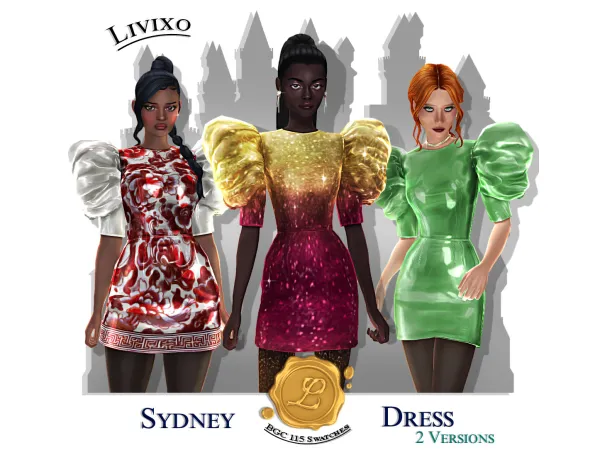 Mix SYDNEY DRESS by Livixo - The Sims 4 Custom Content