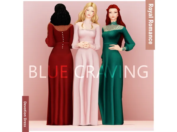 Mix [Blue Craving] Royal Devotion Dress - The Sims 4 Custom Content