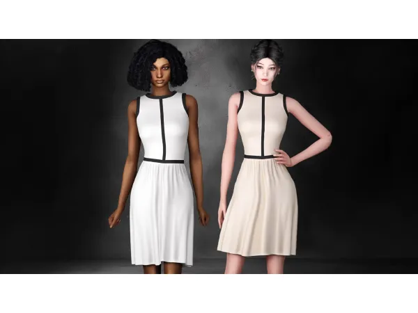 Mix AOI ELEGANT SLEEVELESS MIDI DRESS by Garfiel - The Sims 4 Custom Content
