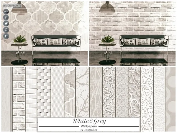 Alpha WhiteGrey Wallpapers by moniamay72 - The Sims 4 Custom Content