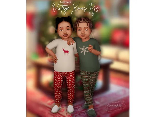 Alpha vintage christmas pjs toddler - The Sims 4 Custom Content