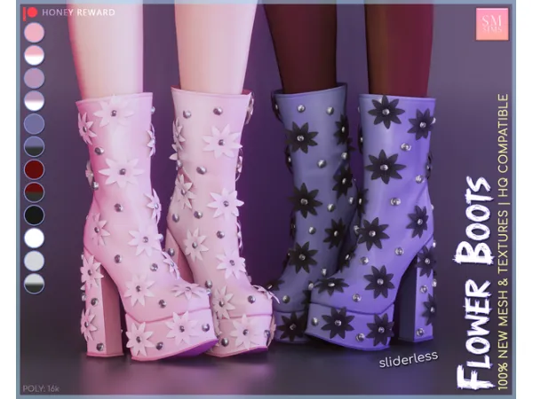 Mix HONEY Flower Boots by SMSims - The Sims 4 Custom Content