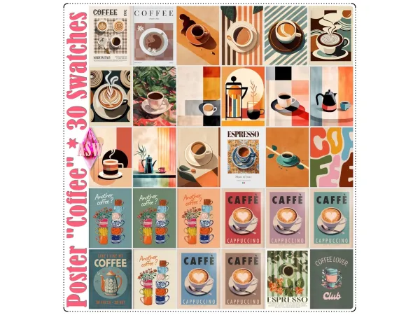 Mix Poster Coffee by annettssims4welt - The Sims 4 Custom Content