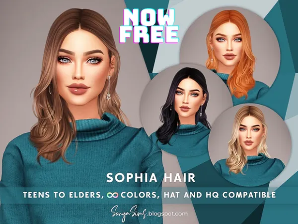 Alpha Sophia Hair by SonyaSims - The Sims 4 Custom Content