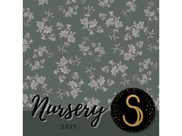 Nursery - Vintage royal green - Wallpapers by sims4luxury