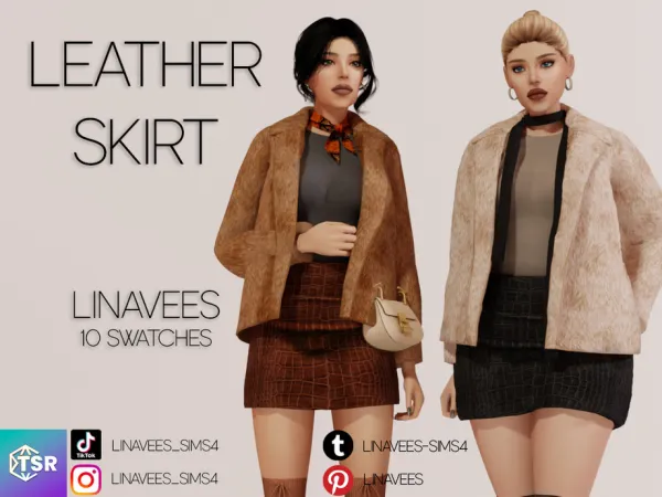 Alpha OPHELIA LEATHER SKIRT by linavees - The Sims 4 Custom Content