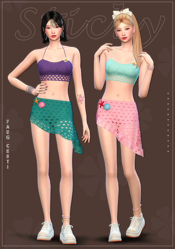 Maxis Match (fangchuti) 'Belle Sticky' Outfits by simsfinds - The Sims 4 Custom Content