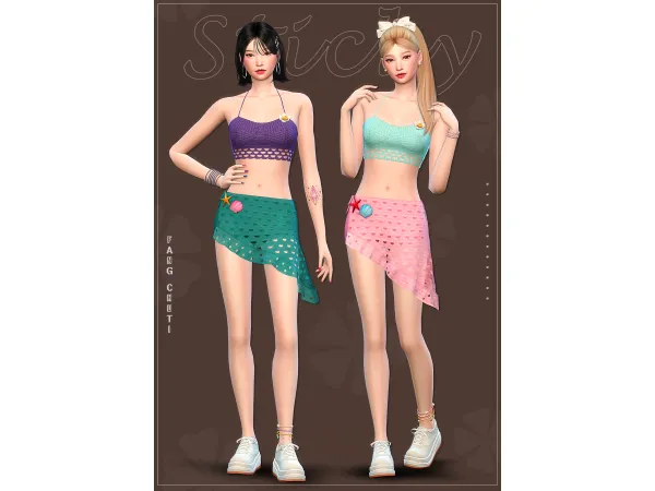 Maxis Match (fangchuti) 'Belle Sticky' Outfits - The Sims 4 Custom Content