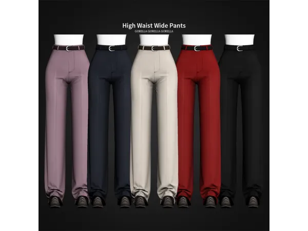 Alpha High Waist Wide Pants by - The Sims 4 Custom Content