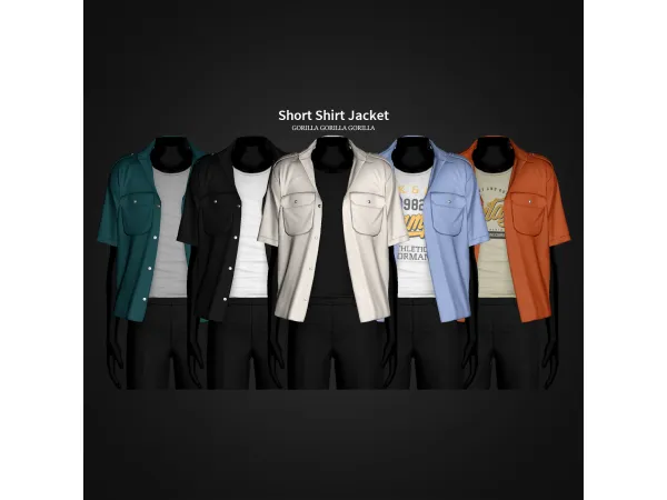 Mix Short Shirt Jacket by gorillax3 - The Sims 4 Custom Content
