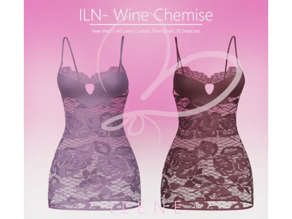 Mix ILN Siverity Wine Chemise by ILENES4 - The Sims 4 Custom Content